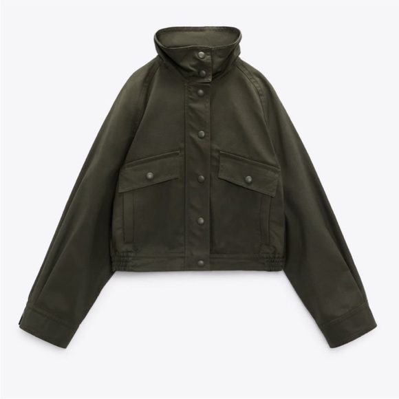 🆕 Small 🌸 Zara oversized cropped bomber utility jacket - Picture 1 of 10